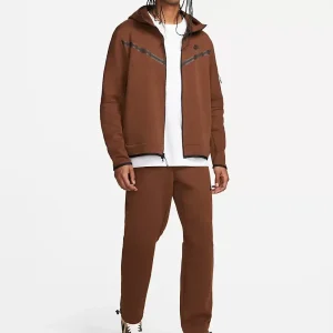 Conjunto Blusão e Calça Moletom Nike tech fleece Marrom