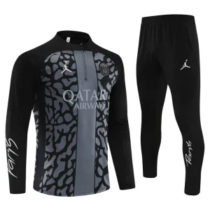 Conjunto de Treino PSG Jaqueta + Calça Cinza/Preta 2023/24