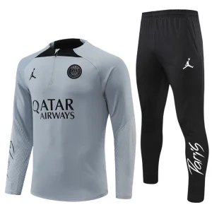 Conjunto de Treino PSG Jaqueta+Calça Cinza/Preta 2021/22