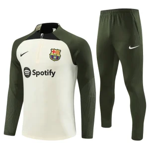 Conjunto Barcelona Treino Jaqueta/Calça Bege/Musgo 2024/25