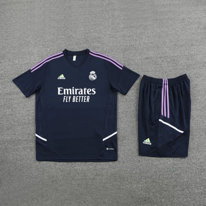 Conjunto Real Madrid de Treino Bermuda e Camisa Azul Escuro 2022/23 - Image 4